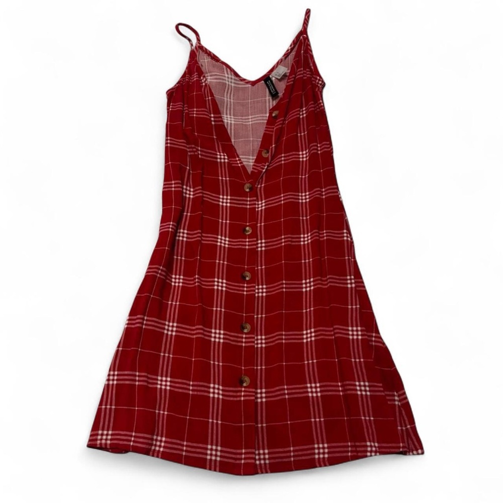 Divided Red and White Plaid Dress